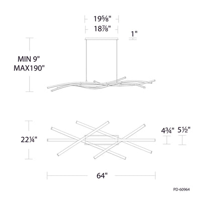Divergence LED Linear Chandelier Chandelier WAC Lighting