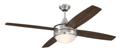 52" Phaze II 4-Blade in Brushed Polished Nickel w/ Walnut/Dark Oak Blades Ceiling Fan CRAFTMADE