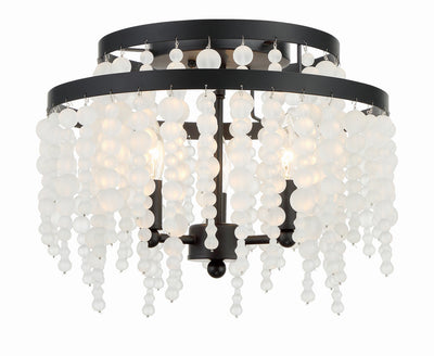 Poppy 3 Light Matte Black Semi Flush Mount Semi Flush Crystorama