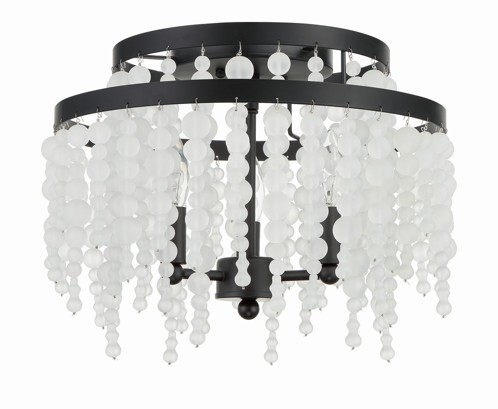 Poppy 3 Light Matte Black Semi Flush Mount Semi Flush Crystorama