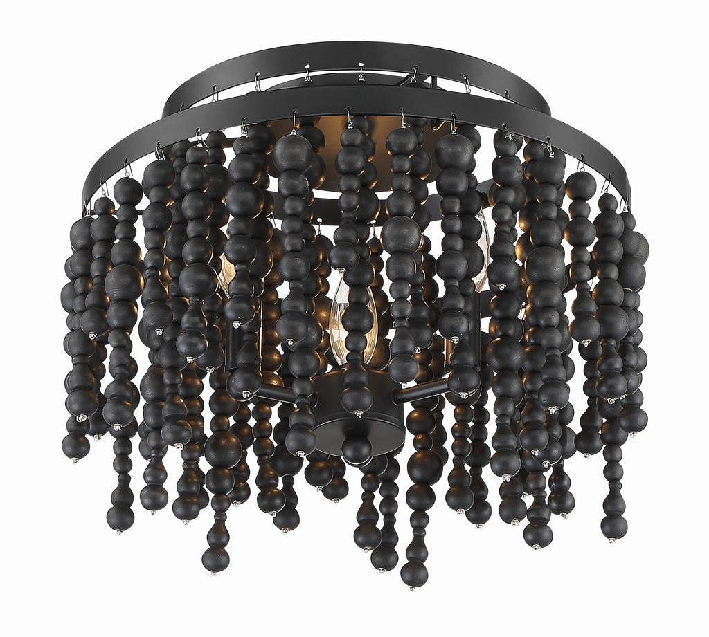 Poppy 3 Light Matte Black Semi Flush Mount Semi Flush Crystorama