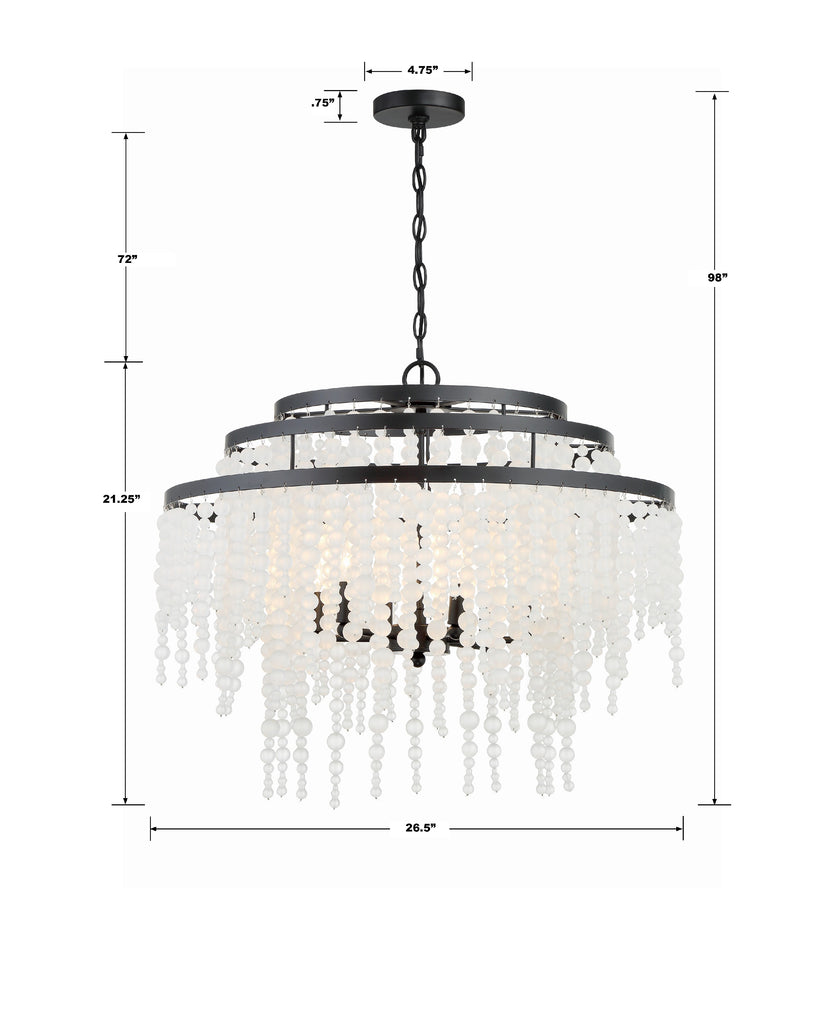 Poppy 6 Light Matte Black Chandelier Chandelier Crystorama