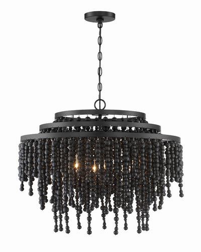 Poppy 6 Light Matte Black Chandelier Chandelier Crystorama