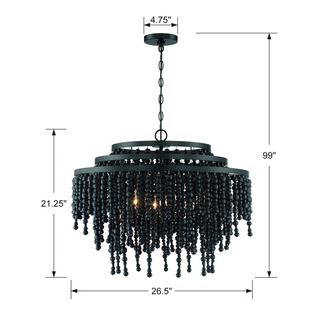 Poppy 6 Light Matte Black Chandelier Chandelier Crystorama