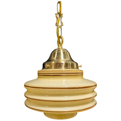 27 3/4 Inch Orange Art Deco Style Glass Chain Pendant