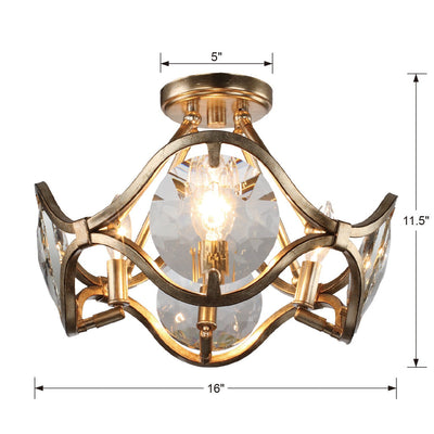 Quincy 4 Light Distressed Twilight Semi Flush Mount Semi Flush Crystorama