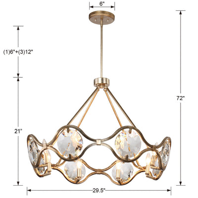 Quincy 8 Light Distressed Twilight Chandelier Chandelier Crystorama