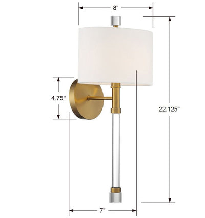 Rachel 1 Light Vibrant Gold Sconce Wall Sconce Crystorama