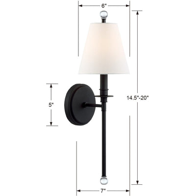 Riverdale 1 Light Black Forged Sconce Wall Sconce Crystorama