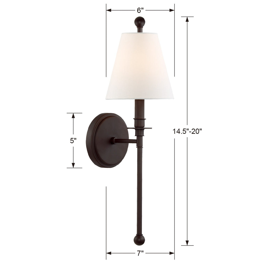 Riverdale 1 Light Dark Bronze Sconce Wall Sconce Crystorama