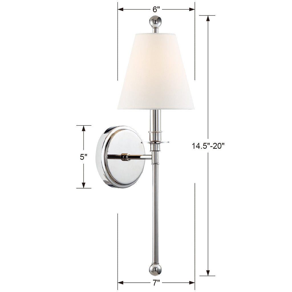 Riverdale 1 Light Polished Nickel Sconce Wall Sconce Crystorama