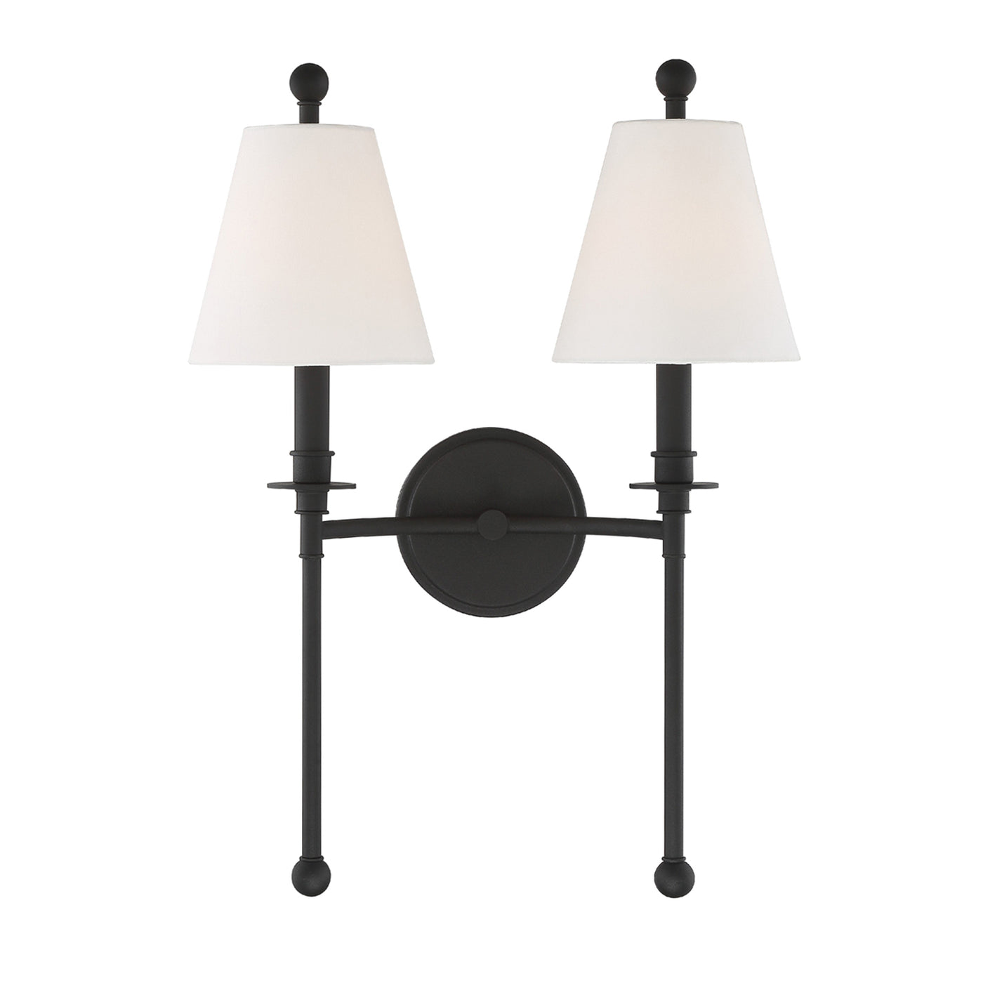 Riverdale 2 Light Black Forged Sconce Wall Sconce Crystorama