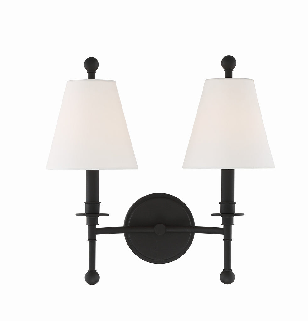 Riverdale 2 Light Black Forged Sconce Wall Sconce Crystorama