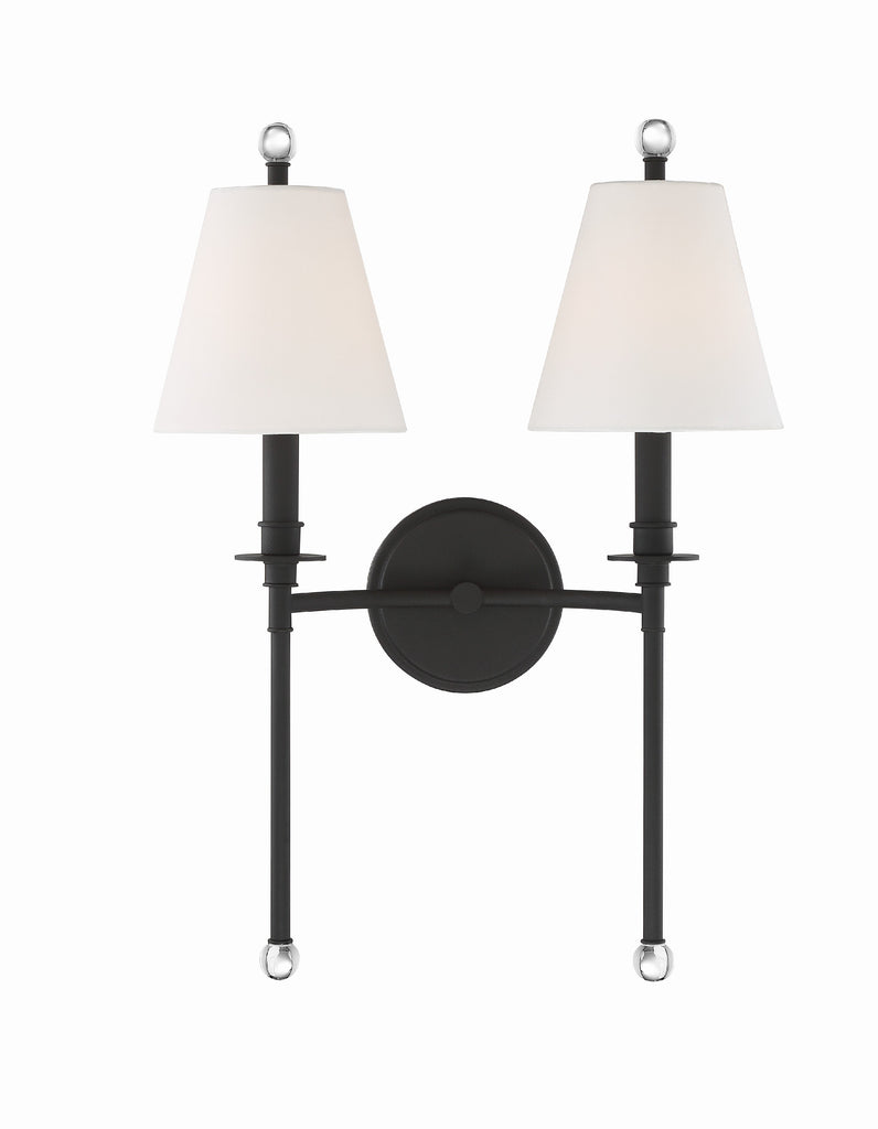 Riverdale 2 Light Black Forged Sconce Wall Sconce Crystorama