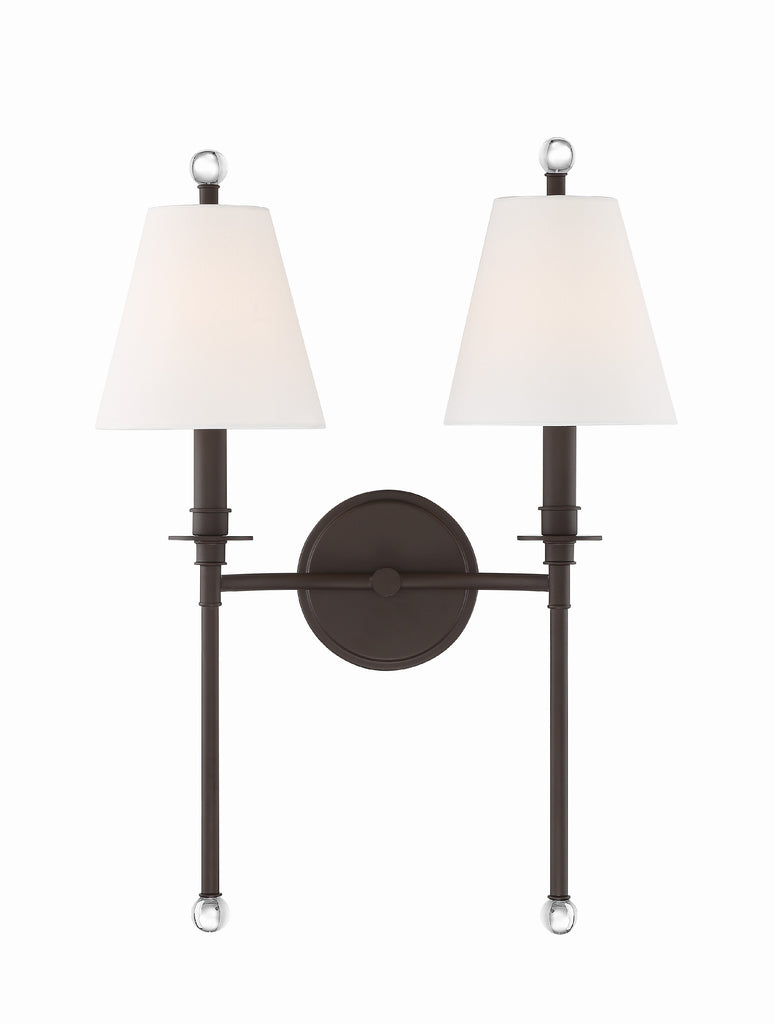 Riverdale 2 Light Dark Bronze Sconce Wall Sconce Crystorama