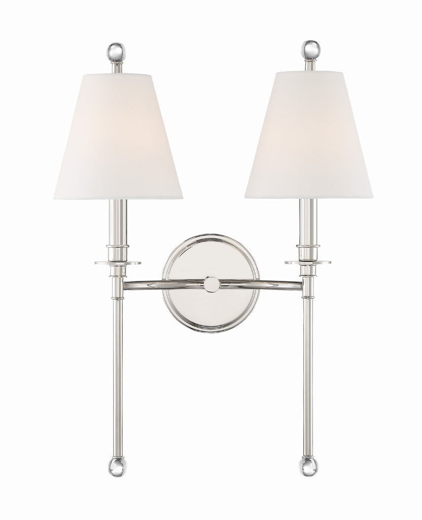 Riverdale 2 Light Polished Nickel Sconce Wall Sconce Crystorama