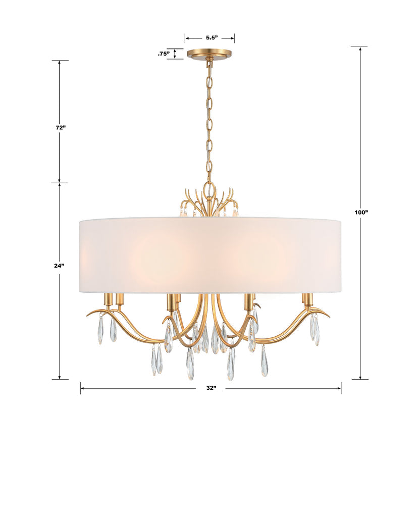 Rollins 8 Light Antique Gold Chandelier Chandelier Crystorama