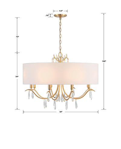 Rollins 8 Light Antique Gold Chandelier Chandelier Crystorama