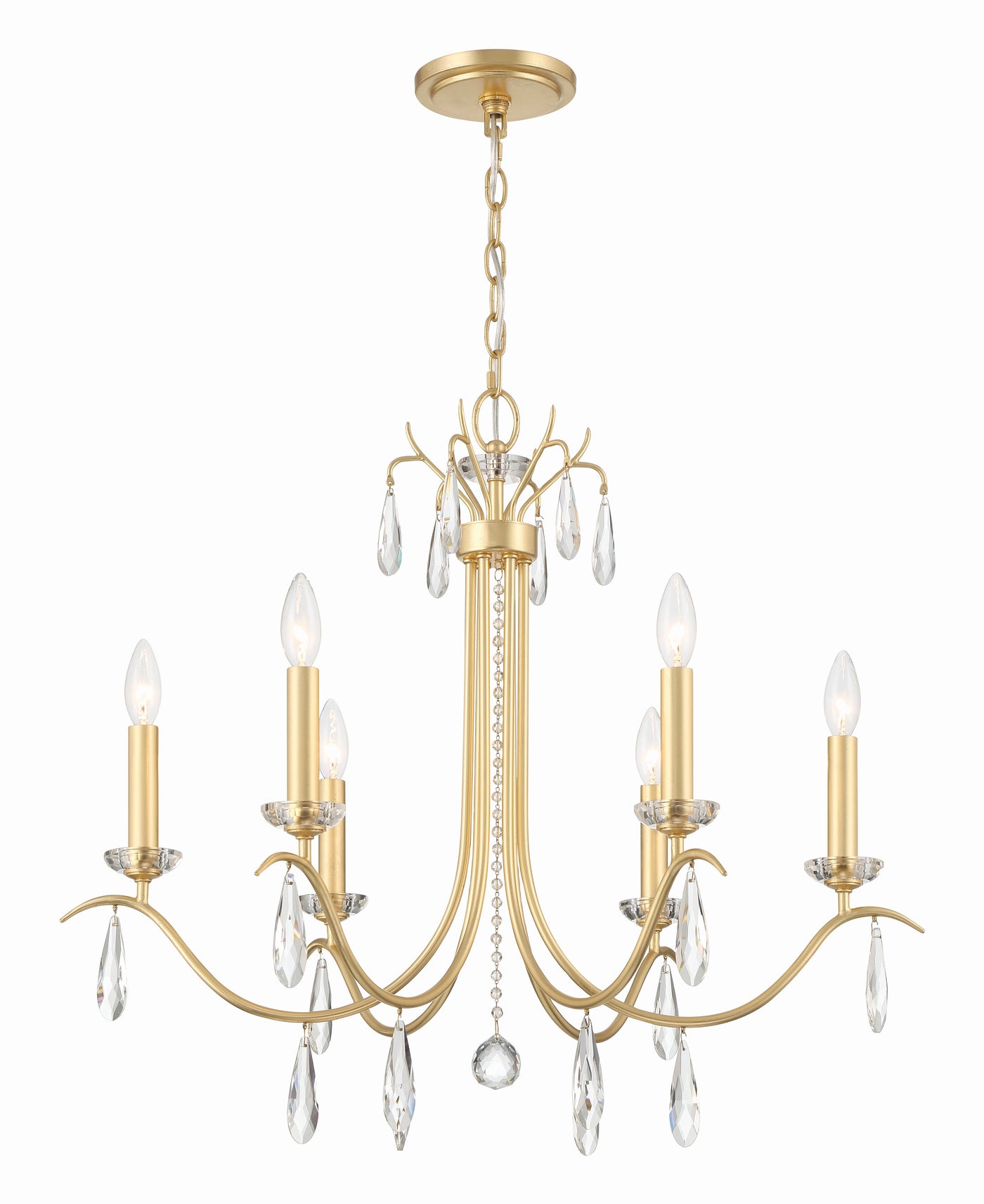 Rollins 6 Light Antique Gold Chandelier Chandelier Crystorama