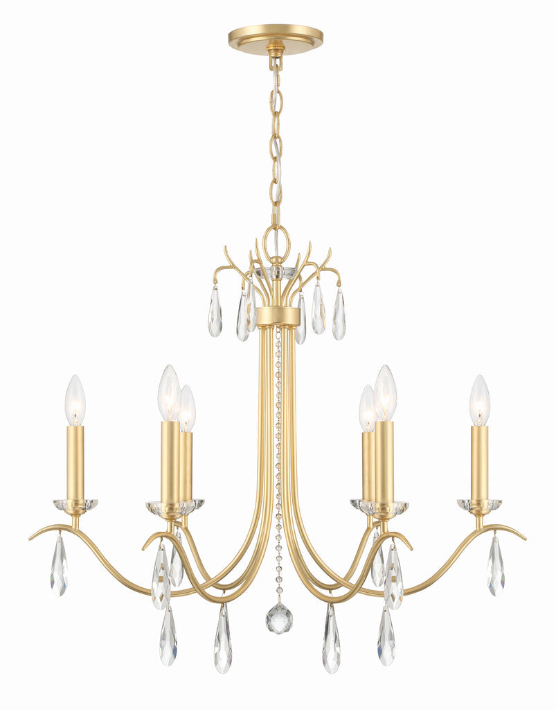 Rollins 6 Light Antique Gold Chandelier Chandelier Crystorama