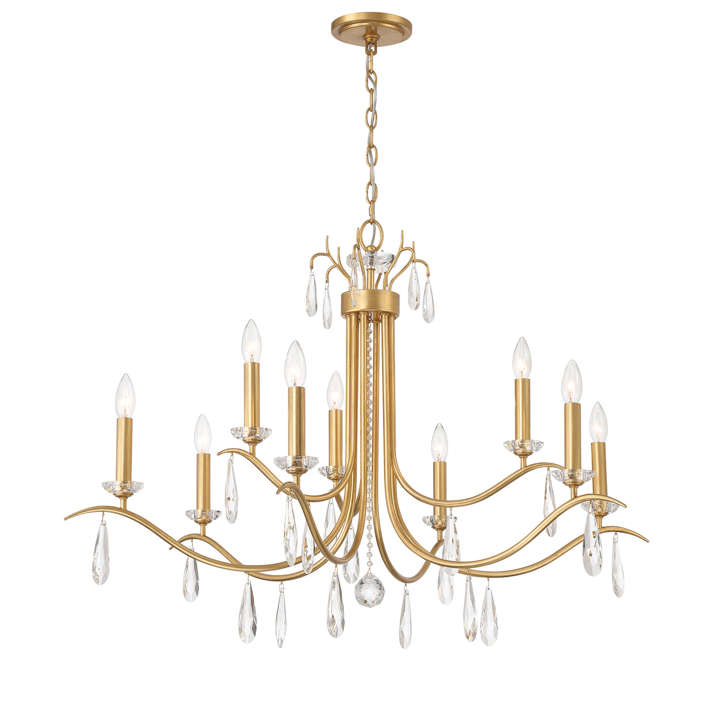 Rollins 9 Light Antique Gold Chandelier Chandelier Crystorama