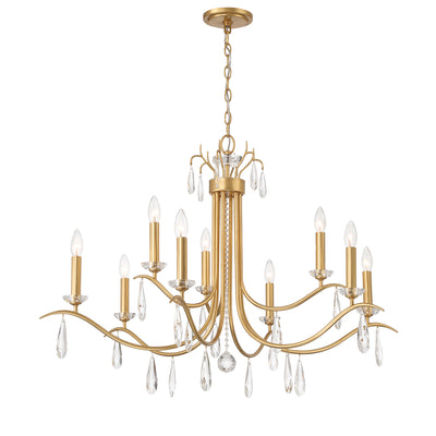 Rollins 9 Light Antique Gold Chandelier Chandelier Crystorama