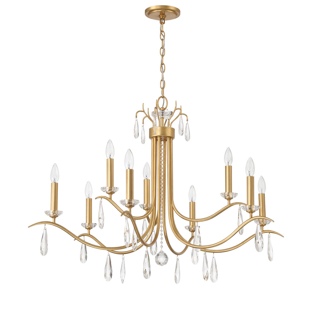 Rollins 9 Light Antique Gold Chandelier Chandelier Crystorama