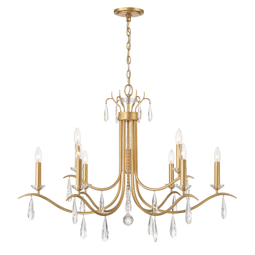 Rollins 9 Light Antique Gold Chandelier Chandelier Crystorama