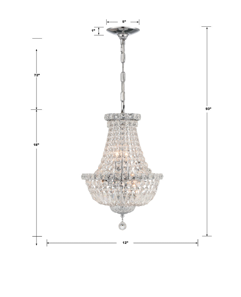 Roslyn 5 Light Polished Chrome Mini Chandelier Chandelier Crystorama