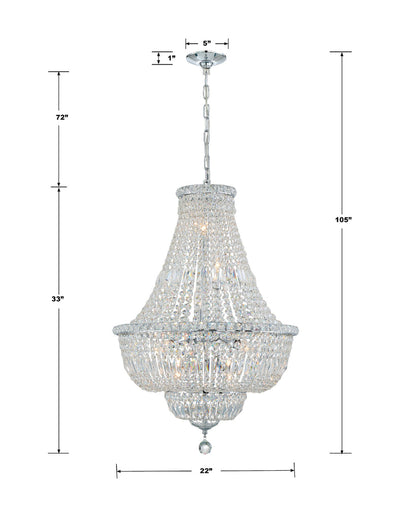 Roslyn 9 Light Polished Chrome Chandelier Chandelier Crystorama