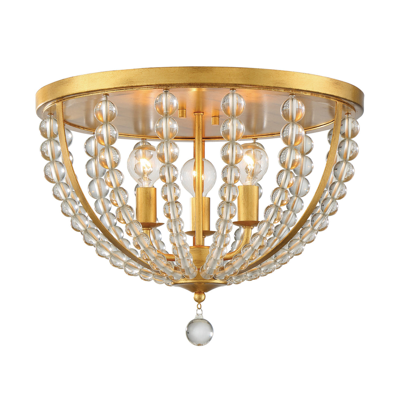 Roxy 3 Light Antique Gold Flush Mount Semi Flush Crystorama