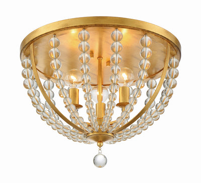 Roxy 3 Light Antique Gold Flush Mount Semi Flush Crystorama