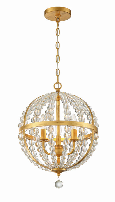 Roxy 3 Light Antique Gold Mini Chandelier Chandelier Crystorama