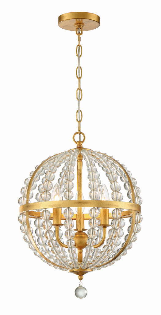 Roxy 3 Light Antique Gold Mini Chandelier Chandelier Crystorama