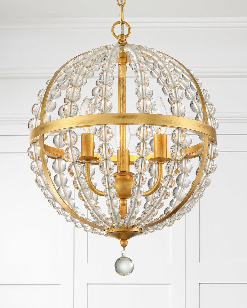 Roxy 3 Light Antique Gold Mini Chandelier Chandelier Crystorama