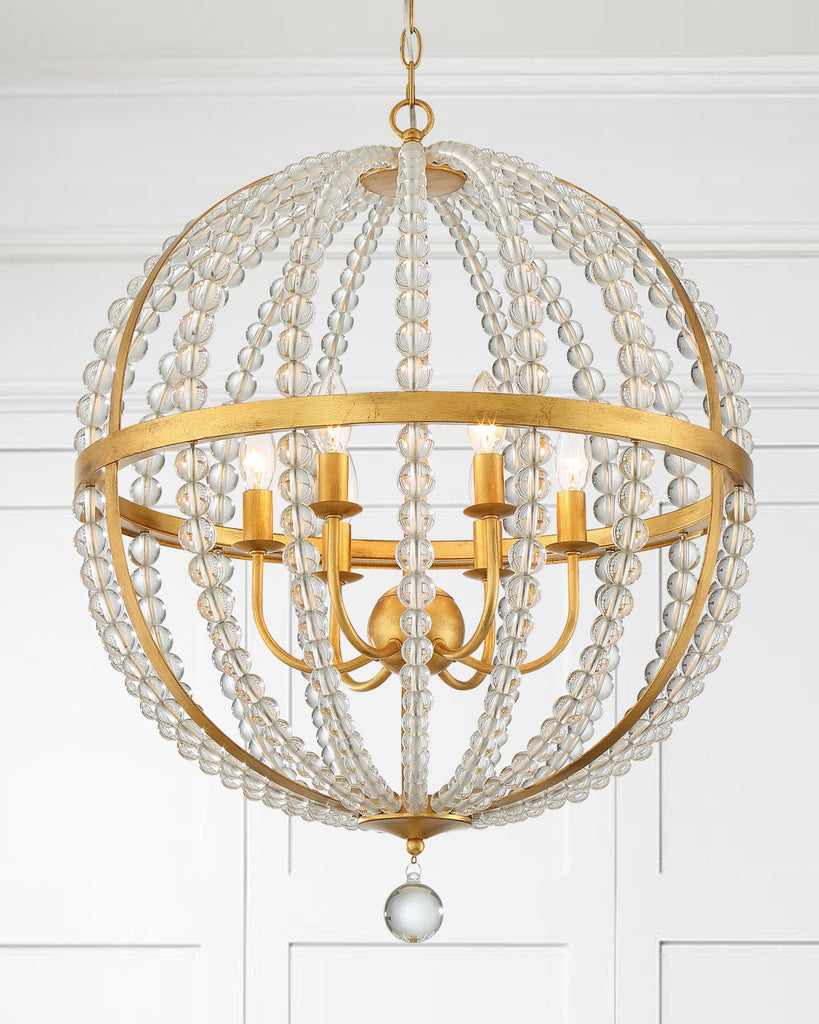 Roxy 6 Light Antique Gold Chandelier Chandelier Crystorama