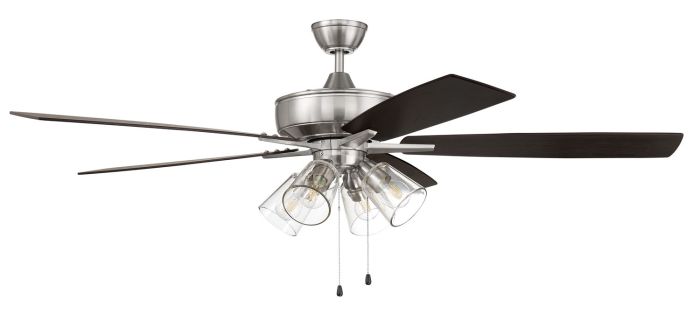 60" Super Pro 104 in Brushed Polished Nickel w/ Driftwood/Grey Walnut Blades Ceiling Fan CRAFTMADE