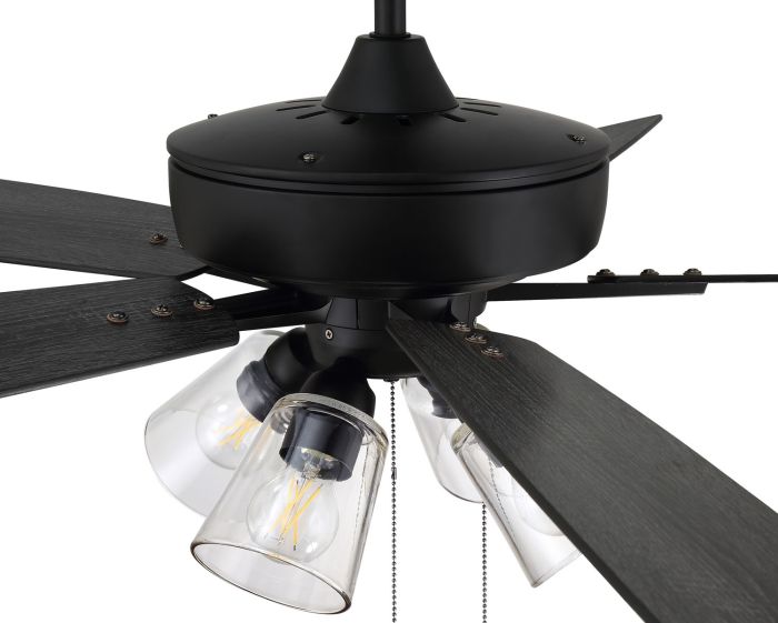 60" Super Pro 104 in Flat Black  w/ Flat Black/Greywood Blades Ceiling Fan CRAFTMADE