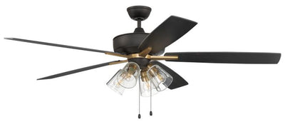 60" Super Pro 104 in Flat Black/Satin Brass w/ Black Walnut/Flat Black Blades Ceiling Fan CRAFTMADE