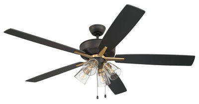 60" Super Pro 104 in Flat Black/Satin Brass w/ Black Walnut/Flat Black Blades Ceiling Fan CRAFTMADE