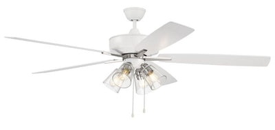 60" Super Pro 104 in White/Polished Nickel w/ White/Washed Oak Blades Ceiling Fan CRAFTMADE