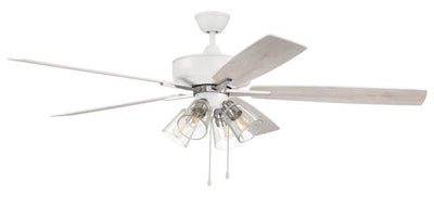 60" Super Pro 104 in White/Polished Nickel w/ White/Washed Oak Blades Ceiling Fan CRAFTMADE