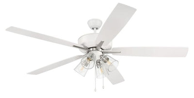 60" Super Pro 104 in White/Polished Nickel w/ White/Washed Oak Blades Ceiling Fan CRAFTMADE