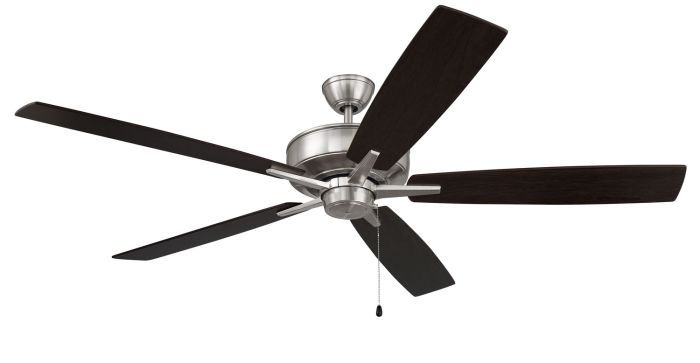 60" Super Pro 60 in Brushed Polished Nickel w/ Driftwood/Grey Walnut Blades Ceiling Fan CRAFTMADE