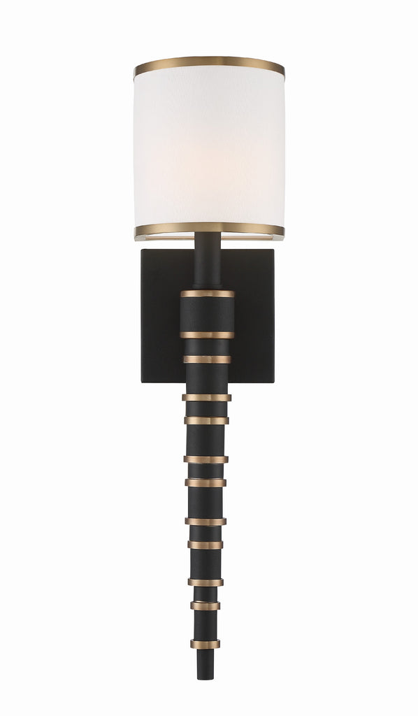 Sloane 1 Light Vibrant Gold + Black Forged Sconce Wall Sconce Crystorama