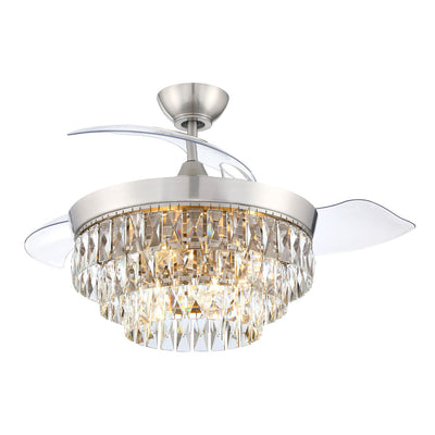 42" Sofia in Brushed Polished Nickel w/ Clear Acrylic Blades