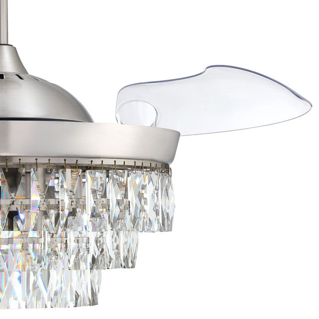 42" Sofia in Brushed Polished Nickel w/ Clear Acrylic Blades