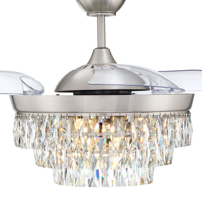 42" Sofia in Brushed Polished Nickel w/ Clear Acrylic Blades