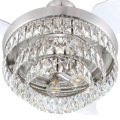 42" Sofia in Brushed Polished Nickel w/ Clear Acrylic Blades