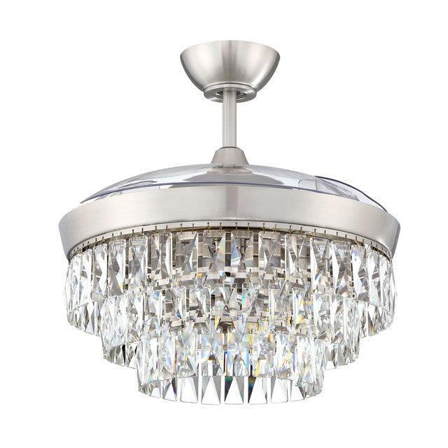 42" Sofia in Brushed Polished Nickel w/ Clear Acrylic Blades